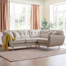 Opry Faro 4 Seater Button Back Beige Corner Sofa - thumbnail 1