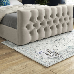 Novara Silver Small Single Velvet Upholstered Bed Frame with Pleated Chesterfield Headboard - thumbnail 4