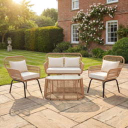 Artemis Home Carbini Cream 4 Seater PE Rattan Patio Bistro Set