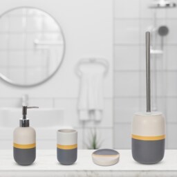 Ceramic Toilet Brush - Ochre and Grey - thumbnail 3