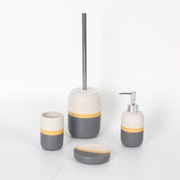Ceramic Toilet Brush - Ochre and Grey - thumbnail 2