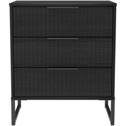 Crowndale Fluted 3 Drawer Black Ash Midi Chest of Drawers Ready Assembled - thumbnail 2