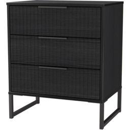 Crowndale Fluted 3 Drawer Black Ash Midi Chest of Drawers Ready Assembled - thumbnail 4
