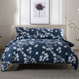 The Lyndon Company Petite Fleure White and Navy Double Duvet Set - thumbnail 1