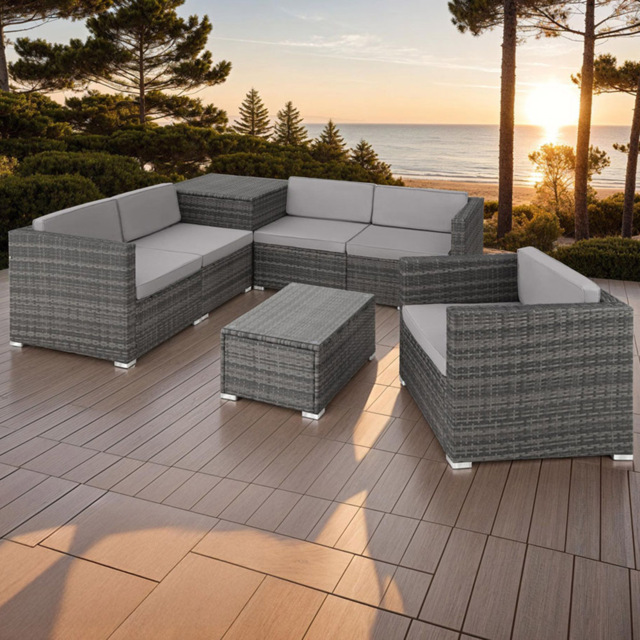 tectake Pisa Grey 5 Seater Garden Sofa Set - image 1