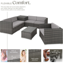 tectake Pisa Grey 5 Seater Garden Sofa Set - thumbnail 3