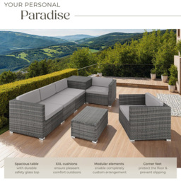 tectake Pisa Grey 5 Seater Garden Sofa Set - thumbnail 4