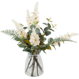 Delphinium Artificial Flower Arrangement in Clear Glass Vase 53cm - thumbnail 1