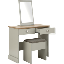 GFW Kendal Grey Dressing Table Set with Mirror - thumbnail 3
