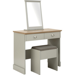GFW Kendal Grey Dressing Table Set with Mirror - thumbnail 2