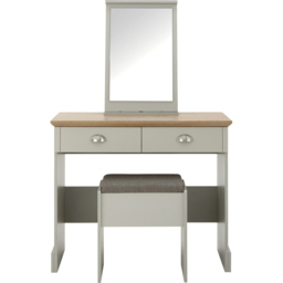 GFW Kendal Grey Dressing Table Set with Mirror - thumbnail 4