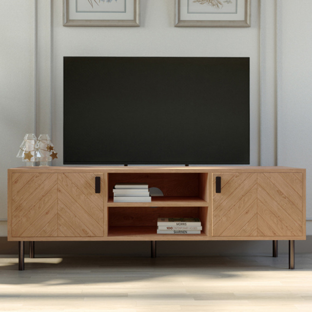 Seconique Leon Oak Effect 2 Door 2 Shelf Medium TV Unit - image 1