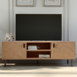 Seconique Leon Oak Effect 2 Door 2 Shelf Medium TV Unit - thumbnail 1