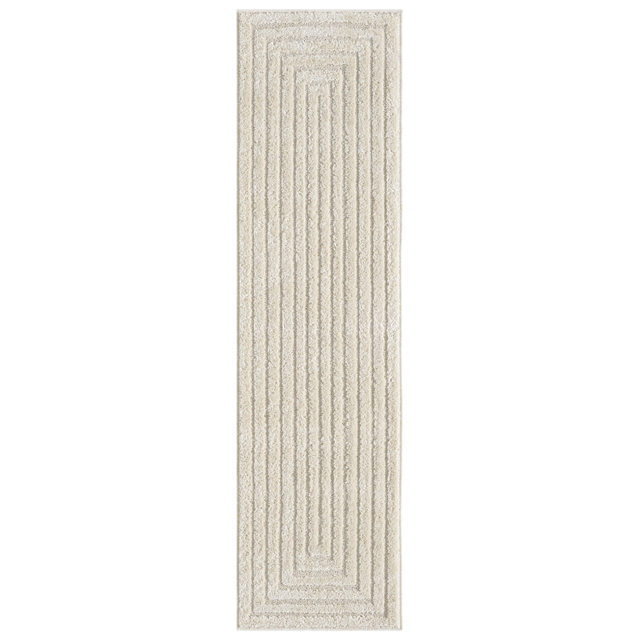 Desire Rugs Isabella Embossed Geometric Cream Rug 60 x 220cm - image 1