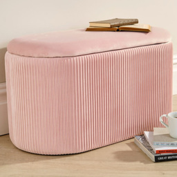 Home Source Aurora Pink Velvet Lift Top Storage Ottoman