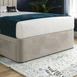 Marcelo Silver Small Single Velvet Upholstered Divan Bed Frame with Linear Headboard - thumbnail 4