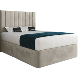 Marcelo Silver Small Single Velvet Upholstered Divan Bed Frame with Linear Headboard - thumbnail 2