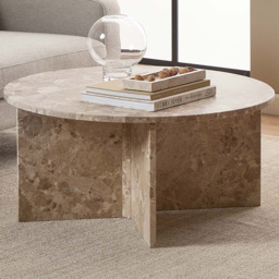 Florence Vega Brown Marble Round Coffee Table