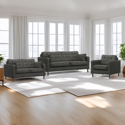 Eden Graphite Chenille 6 Seater Sofa Suite - thumbnail 1