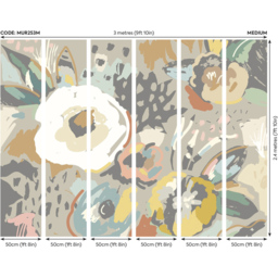 Origin Murals Abstract Floral Grey Wall Mural - thumbnail 3