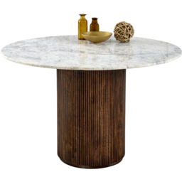 Brooklyn Opal 4 Seater Marble Top Round Mango Wood Dining Table - thumbnail 2