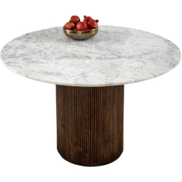 Brooklyn Opal 4 Seater Marble Top Round Mango Wood Dining Table - thumbnail 3