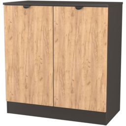 Crowndale Bora 2 Door Gold Craft Oak and Graphite Storage Cabinet Ready Assembled - thumbnail 4