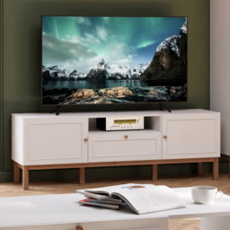 Florence Wensley 2 Door Single Drawer Single Shelf Light Grey and Oak TV Unit with LED Lighting