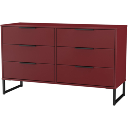Crowndale Hong Kong 6 Drawer Red Matt Wide Chest of Drawers Ready Assembled - thumbnail 2