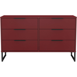 Crowndale Hong Kong 6 Drawer Red Matt Wide Chest of Drawers Ready Assembled - thumbnail 3