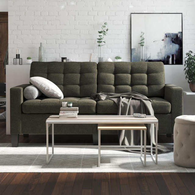 Dorel Bowie 2 Seater Black Linen Sofa - image 1