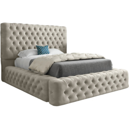 Grand Milan Silver Small Single Upholstered Bed Frame with Pleated Chesterfield Headboard - thumbnail 2