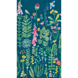 Grandeco Dark Teal Meadow Flower Painted Sprig 3 Panel Wall Mural - thumbnail 3