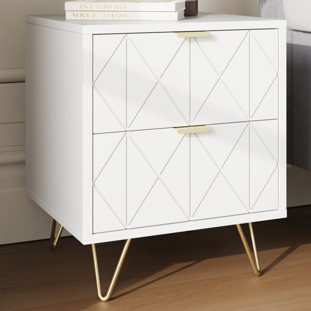 GFW Alora White 2 Drawer Bedside Table