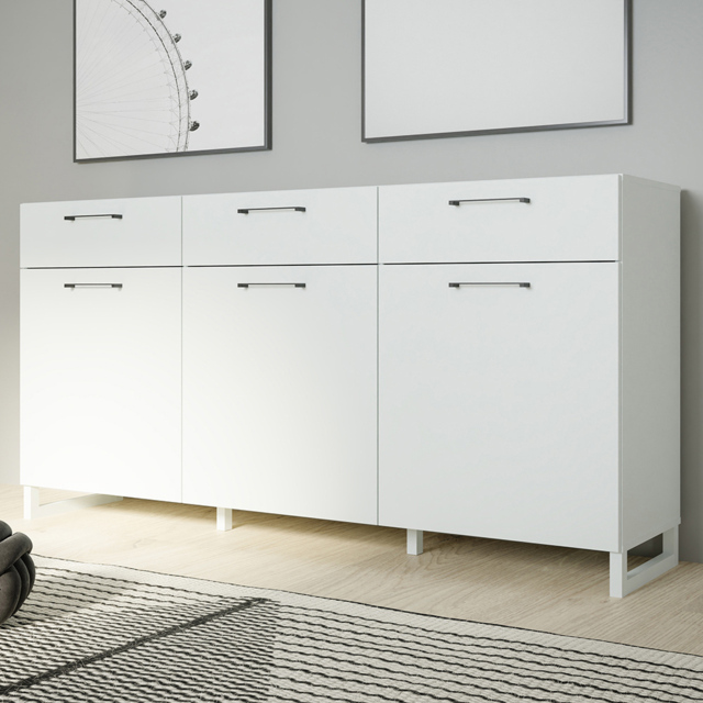 Florence Sali 3 Door 3 Drawer Light Grey Sideboard - image 1