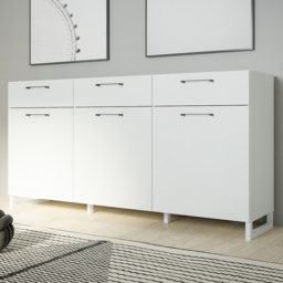 Florence Sali 3 Door 3 Drawer Light Grey Sideboard