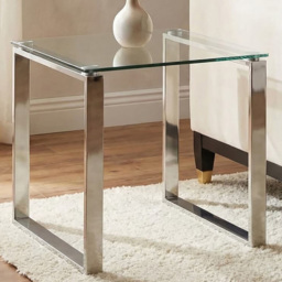 Premier Housewares Allure Silver Finish Glass Top Square End Table - thumbnail 1