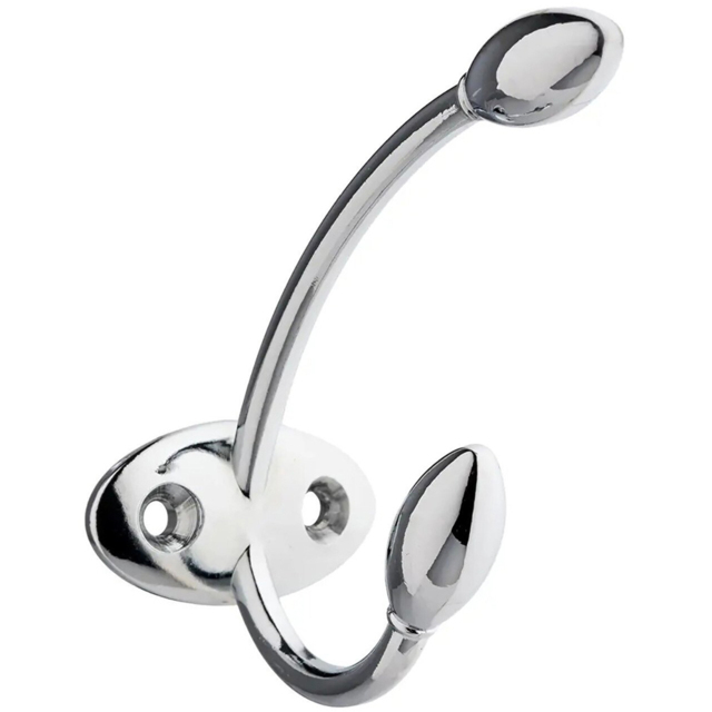 Rosebud Double Hat and Coat Hook - Polished Chrome