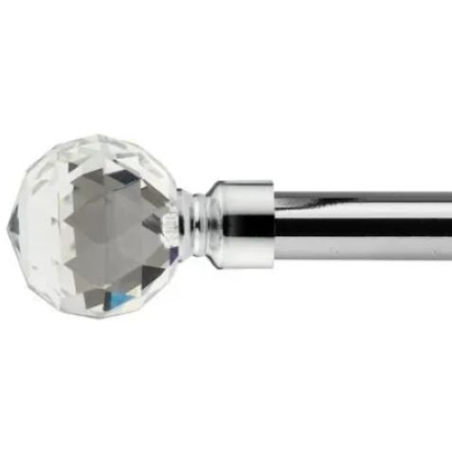 New Edge Blinds Cristalla Chrome Extendable Eyelet Metal Curtain Pole Set 160-300cm - image 1