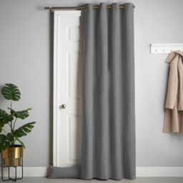 Alan Symonds Velvet Chenille Blackout Ring Top Eyelet Curtains Slate 137 x 213cm