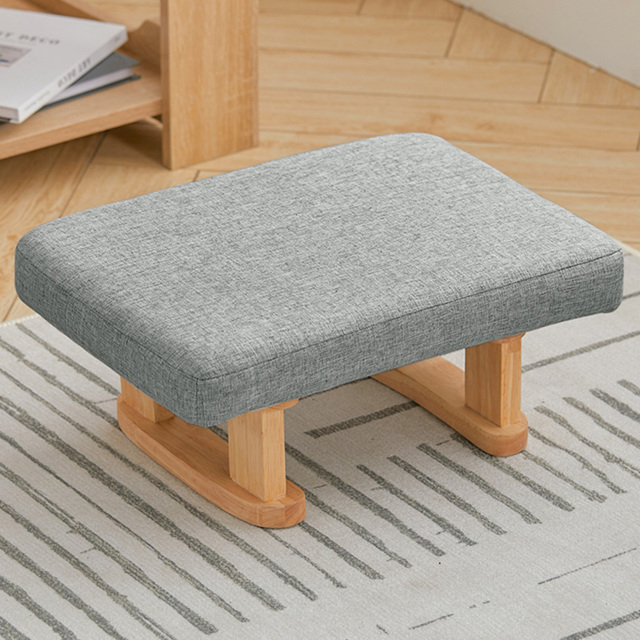 Living and Home Grey Solid Wood Soft Padded Modern Rocking Footstool - image 1