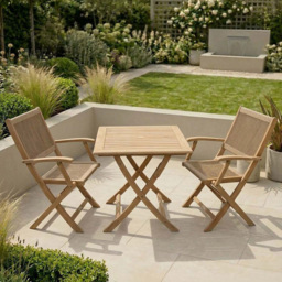 Royalcraft London 2 Seater Rope Folding Armchair Square Folding Bistro Set - thumbnail 1