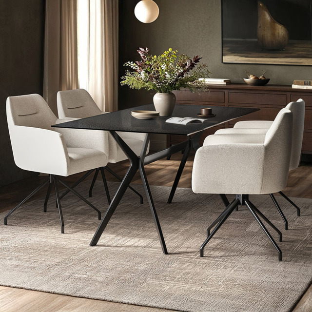 SOLACE+CO Emil Isla White 4 Seater Glass Dining Set - image 1