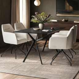 SOLACE+CO Emil Isla White 4 Seater Glass Dining Set