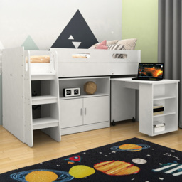 Kudl White Mid Sleeper with Desk Cupboard - thumbnail 1