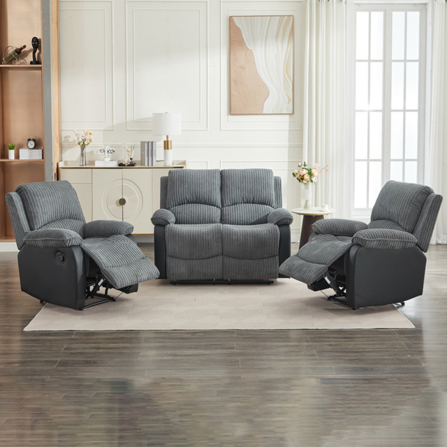Langham 4 Seater Grey Manual Recliner Sofa Set - image 1