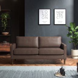 Regan Faux Leather Brown 3 Seater Sofa - thumbnail 4