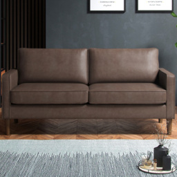 Regan Faux Leather Brown 3 Seater Sofa