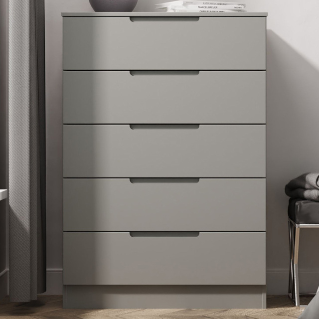 Crowndale Milan Dusk Grey 5 Drawer Chest of Drawers Ready Assembled - image 1