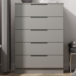 Crowndale Milan Dusk Grey 5 Drawer Chest of Drawers Ready Assembled - thumbnail 1